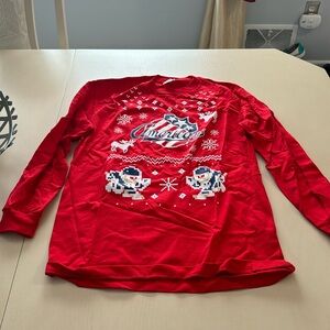 Red Rochester Americans long sleeve ugly Christmas sweater style - hockey